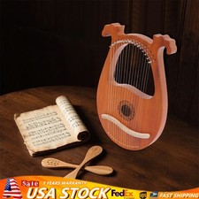 Vintage 16 Strings Lyre Harp Set Mahogany Body String Instrument for Beginners