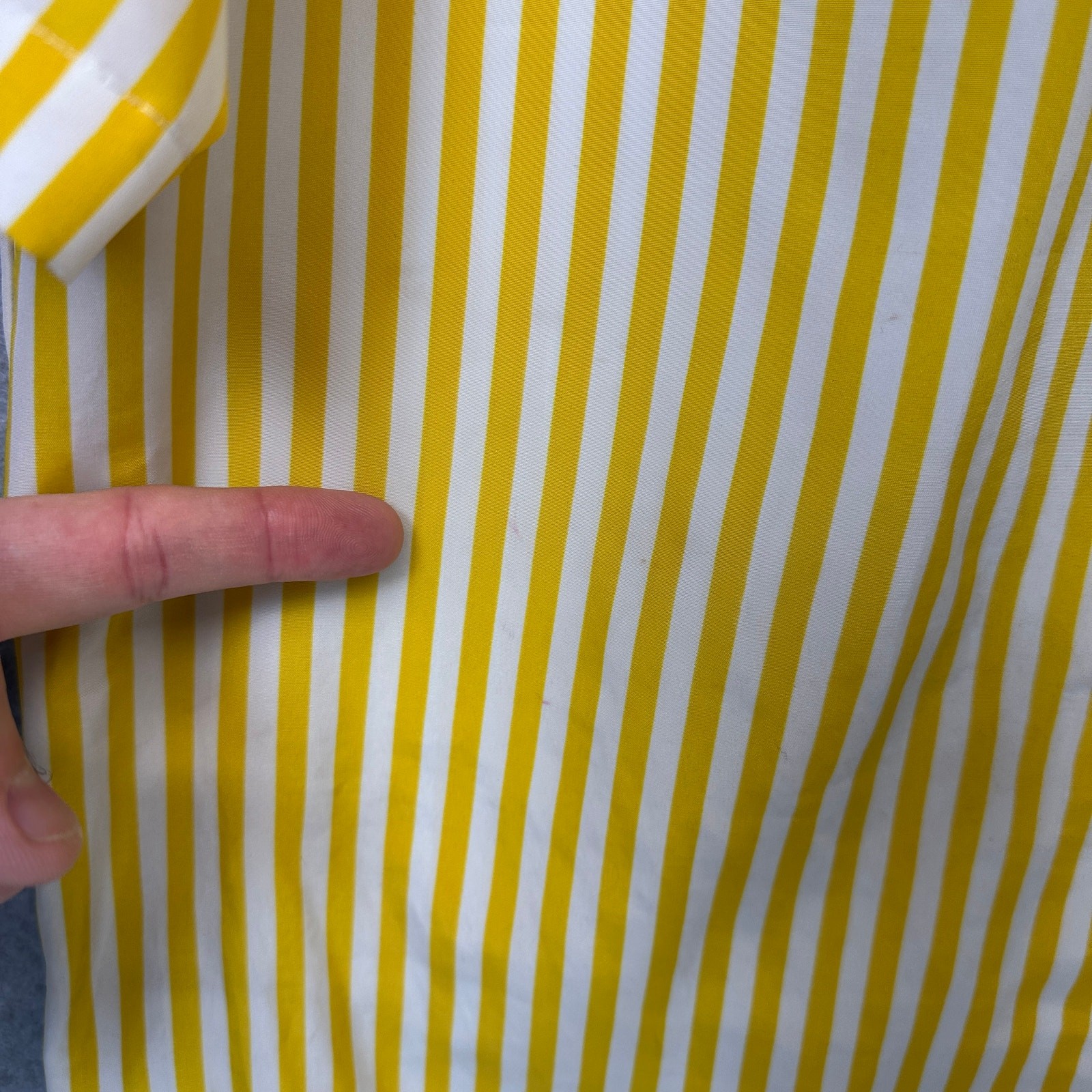 SAINT LAURENT VTG Yves St. Clair Shirt Womens Size 10 Yellow White Striped Button Up Lapel