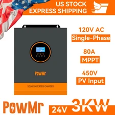 3000W 24V Solar Hybrid Inverter 110Vac 80A MPPT Solar Charger PV 450V Controller