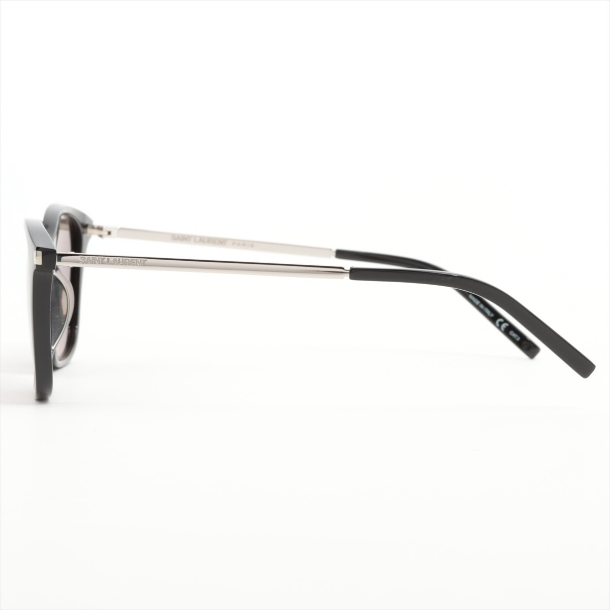 Saint Laurent Paris Sunglasses Black Plastic x Silver Metal 