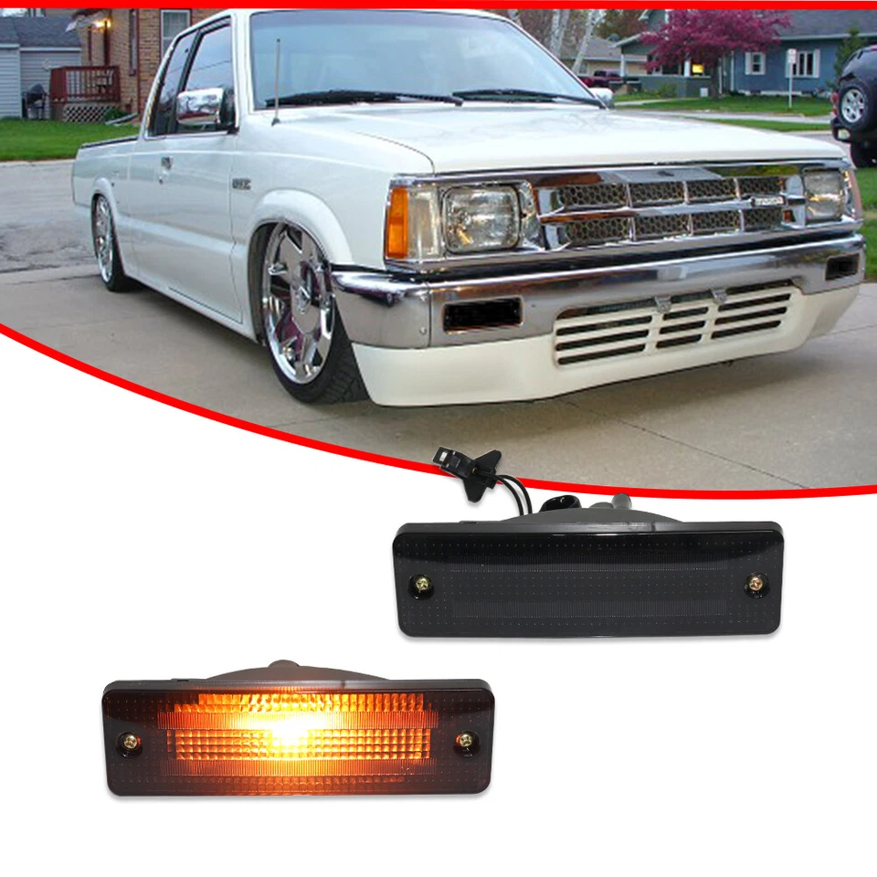 Luzes de seta dianteiras fumê com lâmpada âmbar para picape Mazda 323 626 1983-1993 - Imagem 2 de 4