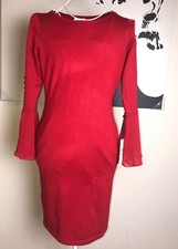 Calvin Klein Women's Long Sleeve Red Medium Holidays Dress Party Bell Sleeve M