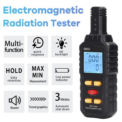 LCD Radiation Tester Electric Field Magnetics Detector Sound Light Alarm H2M2