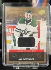 2021-22 UD Series 1 Hockey Dallas Stars “Debut Dates” Jake Oettinger Jersey Card