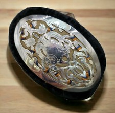 Vintage Ornate Pierce Engraved Silver Epaulette Unique Uniform 4 x 2.5 inch