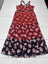 Loft Zinnia Red Tiered Floral Maxi Dress Women’s Size 12
