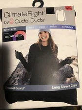 Cuddl Duds Climate Right Thermal Guard Aerowarm Base Layer Crew Shirt S NWT S3