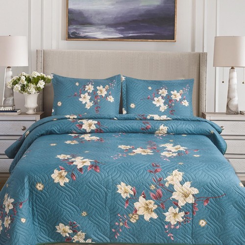 3PCS Quilted Bedspread Set Patchwork Comforter & Pillow Shams Double King - Picture 175 of 221
