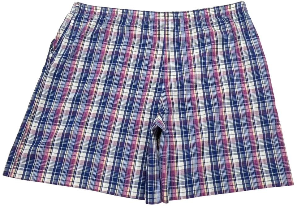 Vtg Jantzen Shorts Womens (18) Plaid 7.5" Chino Elastic Waist Preppy 80s 90s USA - Image 3 of 4