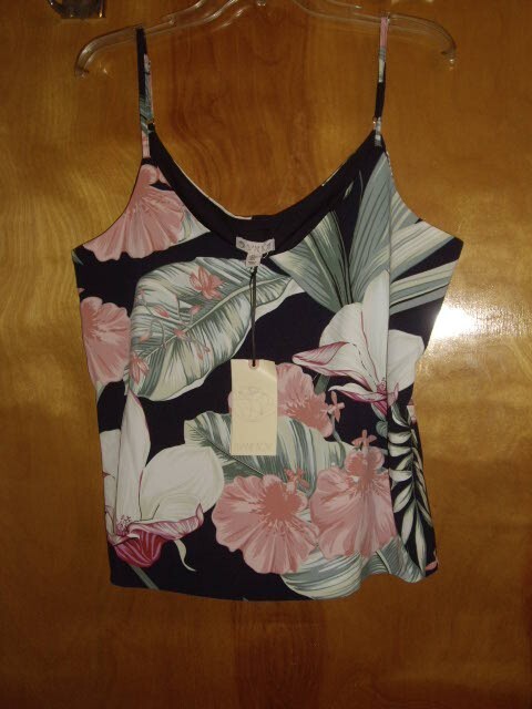 ELIANE ROSE CAMI TOP BLOUSE SIZE L FLORAL MULTI COLOR  NWT'S Adjustable Straps 