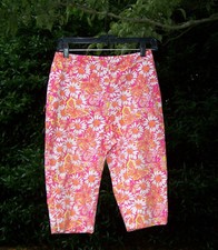 Vtg White Tag Lilly Pulitzer Daisies  Lilly Butterflys Lined Capri Pants Size 2