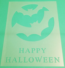 MOON BATS Stencil Happy Halloween Full Night 8.5" x 11" Plastic Sheet BK78
