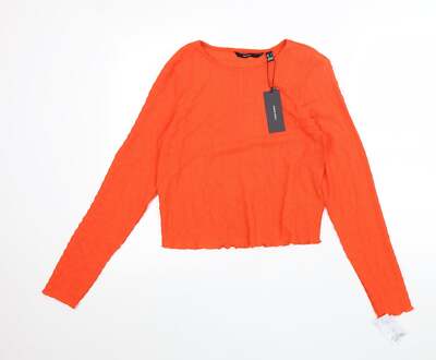 Vera Moda Damen Bluse Orange Viskosemischung Cropped Größe L