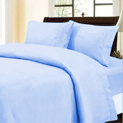 1000/1200 Thread Count 100% Cotton Duvet Collection Sky Blue Solid Choose Item