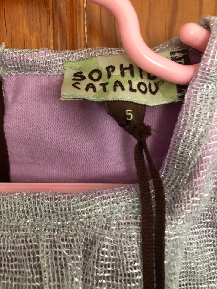 Vestido de Fiesta Sophie Catalou Talla 5 Lavanda y Plateado Sin Mangas Algodón Forrado Nuevo con Etiquetas Foto 2 de 4