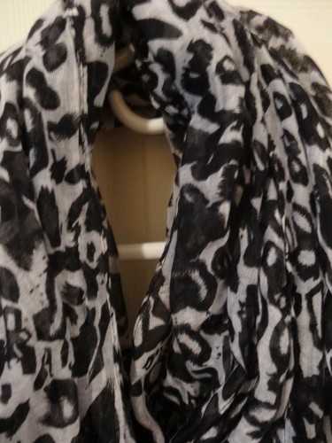 Women's Black and Gray Animal Print Infinity Scarf - Picture 2 of 2
