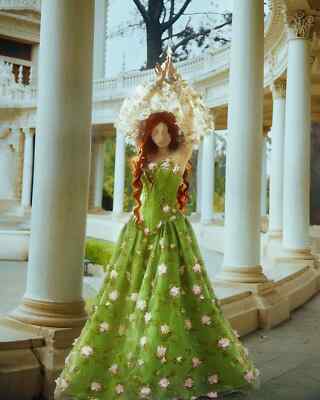 Green Fairy Prom Dress Starpless See-Through Floral Gown Applique Long Sleeves | eBay Green Fairy Prom Dress Starpless See-Through Floral Gown Applique Long Sleeves | eBay