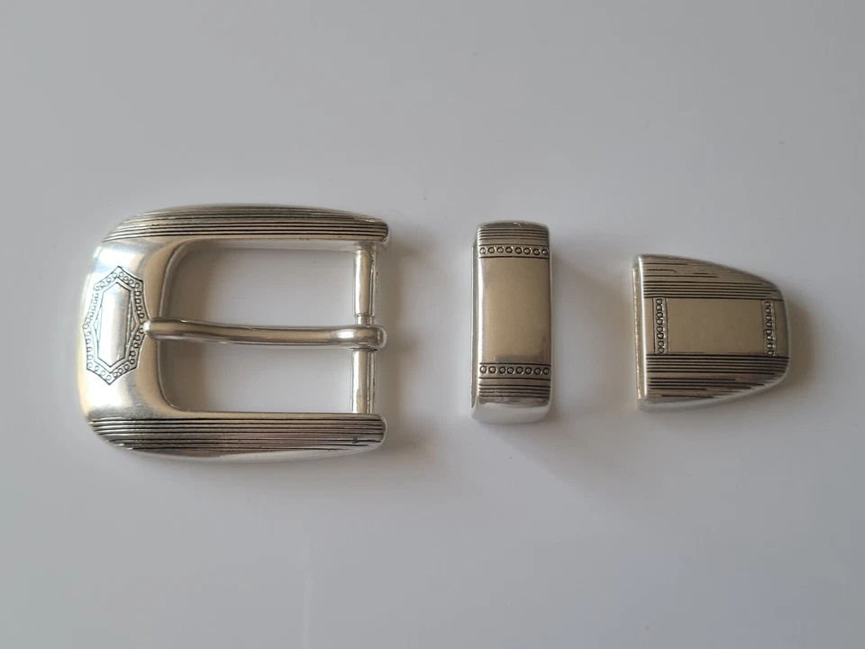 Juego de 3 hebillas de cinturón de vaquero occidental de níquel - Elegante - Se adapta a cinturón de 1" Foto 4 de 4