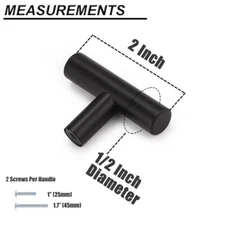 5 PACK  Flat Black Cabinet Knobs Single Hole 2 Inch Euro Cabinet Pulls Drawer