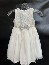 Couture Princess Ivory Gold Girls Sleeveless Party Holiday Wedding Dress 4