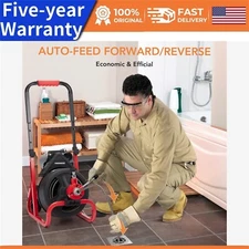 75Ft x1/2 Inch Drain Cleaner Machine Auto-feed Electric Drain Auger Professional