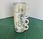 Pier 1 Sea Life Stackable 4 Replacement Mugs Octopus Crab Marine Aquatic Fauna