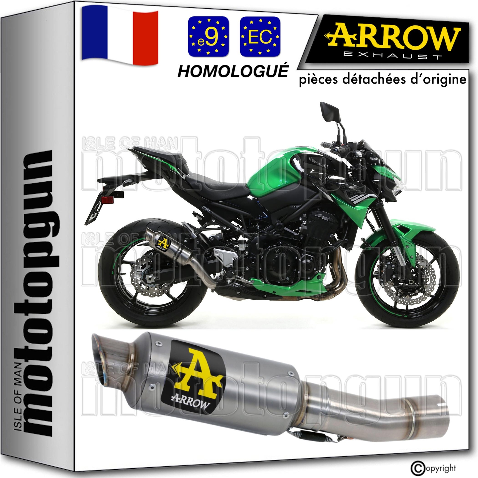 Échappement approuvé Arrow GP2 titane moto Kawasaki Z900 2021