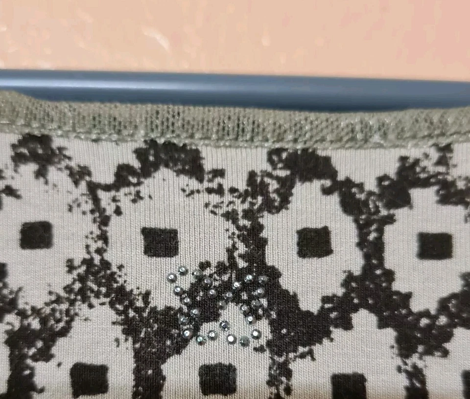 Max Mara Weekend Blouse Top Brown Cream Patterned Long Sleeve Scoop Neck Size L - Image 3 of 4