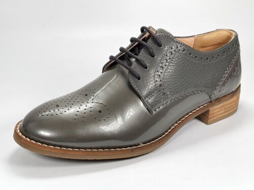 RRP £65 Brand New Clarks Netley Rose Womens Grey Green Leather Brogues Size 4.5D - Photo 1/14