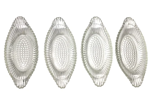 Vintage Set Of 4 Jeanette Banana Split Boat Glass Dishes crystal in box