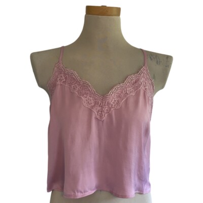 Forever 21 Pink Lace Trim Fairycore Racerback Crop Top Camisole
