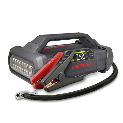 Lokithor 2500A 12-Volt Car Battery Jump Starter With Air Compressor Portable New