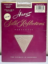 NOS Hanes Silk Reflections Control Top Pantyhose Size CD Sandalfoot Sheer Taupe
