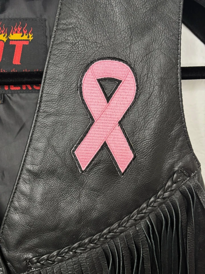 Hot кожи бахрома жилет с молочной железы осведомленности нашивка размер L - Изображение 3 из 4