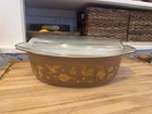 Vintage Pyrex Casserole Dish w/ Lid #045 Americana Brown Gold  2.5 Quart Retro