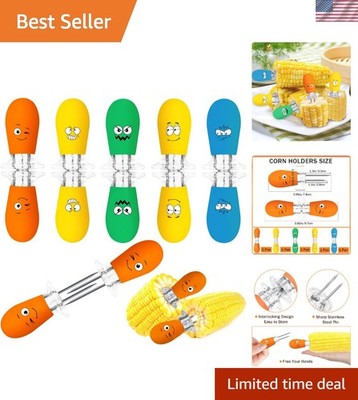 Corn Holders, 10Pcs/5 Pairs Corn Cob Holders Sets, Funny Faces Stainless Stee...