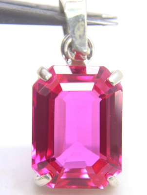 #ad 3.48 Gm Pink Sapphire Emerald Gemstone 925 Silver Pendant Gift Jewelry $37.50
