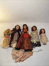 Lot of 5 Vintage 1950s-1960s Jointed Hard Plastic Dolls Sleep Eyes Extra Dress