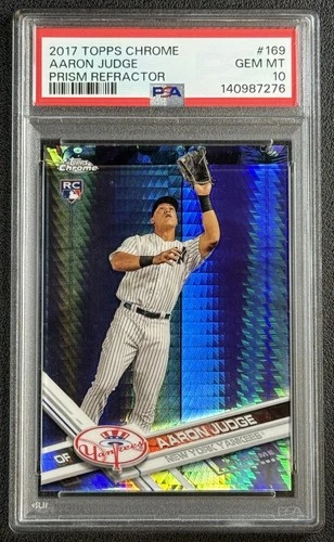 AARON JUDGE PSA 10 2017 TOPPS CHROME #169 ROOKIE PRISM REFRACTOR RC YANKEES GEM