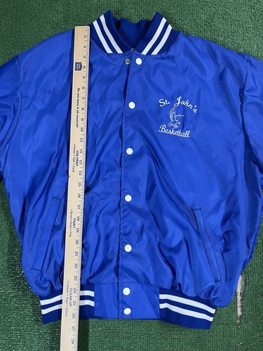 Vintage Rennoc Nylon St Johns Blue Snap Bomber Varsity Jacket Small XL 48 USA - Picture 7 of 14
