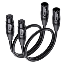Cable Matters 2-Pack Premium Short XLR to XLR Cables - 1Ft, Male to Female Micro