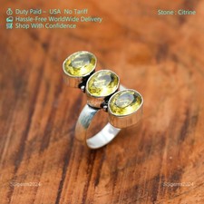 Citrine Gemstone 925 Sterling Silver Ring Handmade Jewelry Gift Valentine