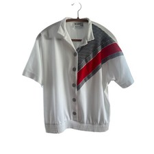 My Kinda Petite Vintage Phoenix Button Up Top White Red Black Checkered Medium
