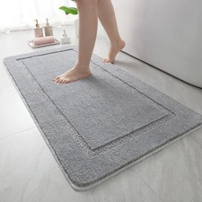 Luminous Grey Bath Rugs Non Slip Runner Extra Soft Thick Absorbent 48x24 In