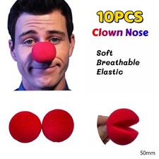 10Pcs Red Clown Nose Party Prop - Soft Elastic Sponge Nose for Costume Cosplay