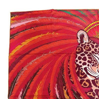 Hermes Scarf Stole Jaguar Quetzal Alice Shirley Animal Silk Woman