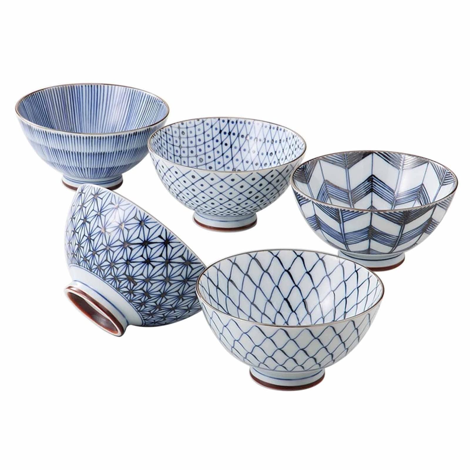 Saikai Pottery 19541 Arita Ware Kiyohide Kiln Rice Bowl, 5 Patterns, Old Dyed...