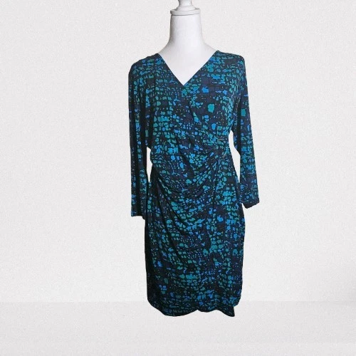 VETEMENTS Abito donna glamour taglia 8 manica lunga scollo a V vita increspata anello argento astratto