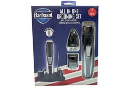 Barbasol 7 PC All In One Grooming Set Interchangeable Stainless Attatchments New