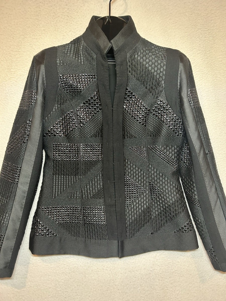 Etro Milano Women's Black Jacket Blazer Texture Detail Sz 42 US 6